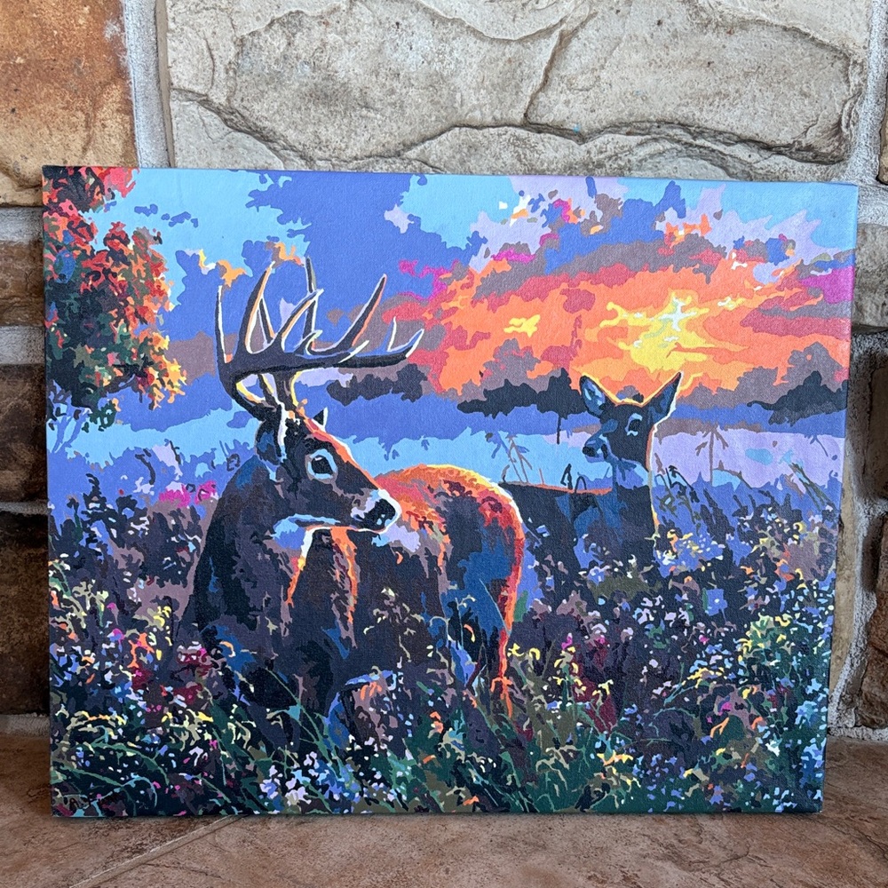 Deer Canvas Art with Sunset